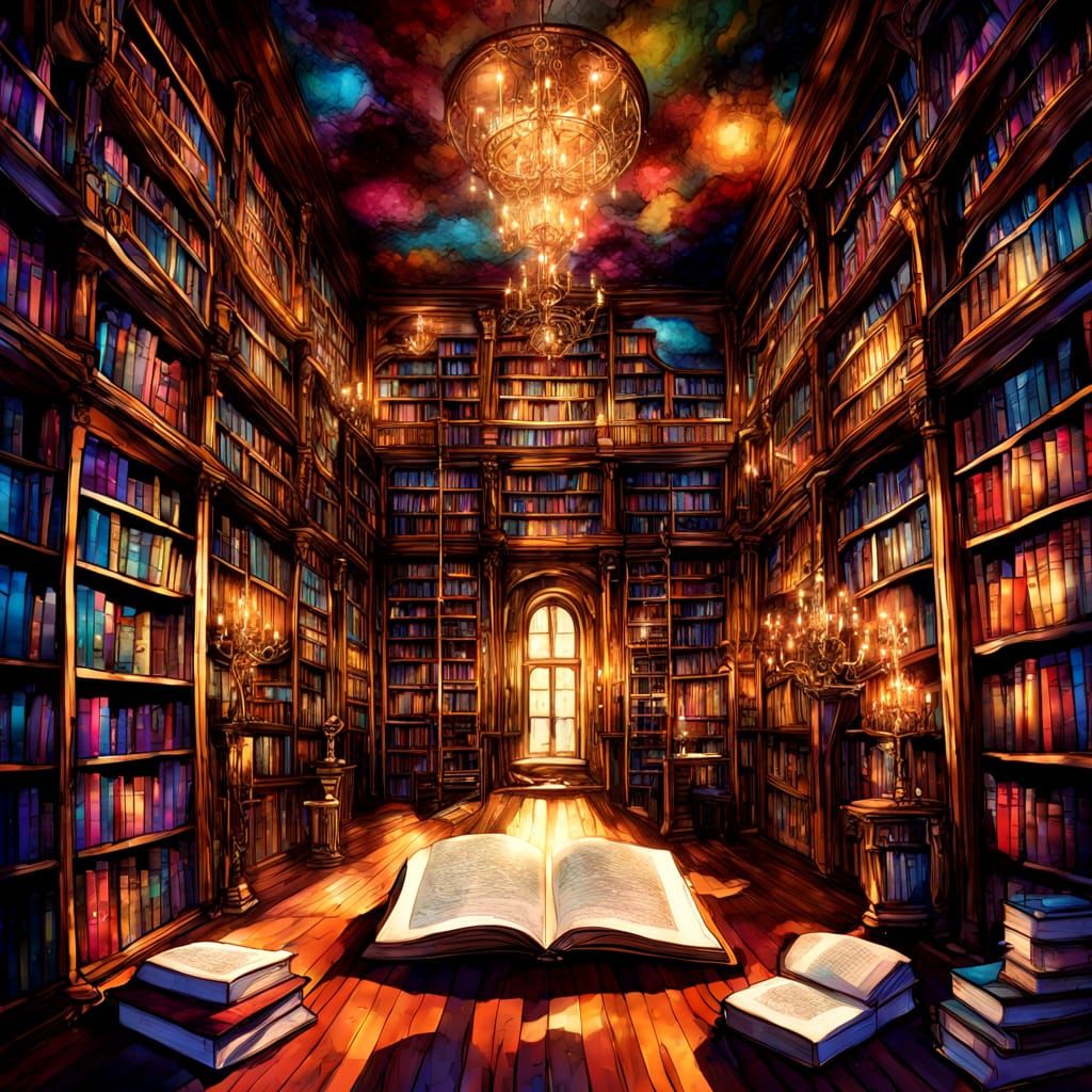 Enchanted Tomes in a Whimsical Library