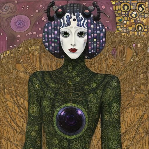 Humanoid Spider Hybrid in Vaporwave Cubism Style