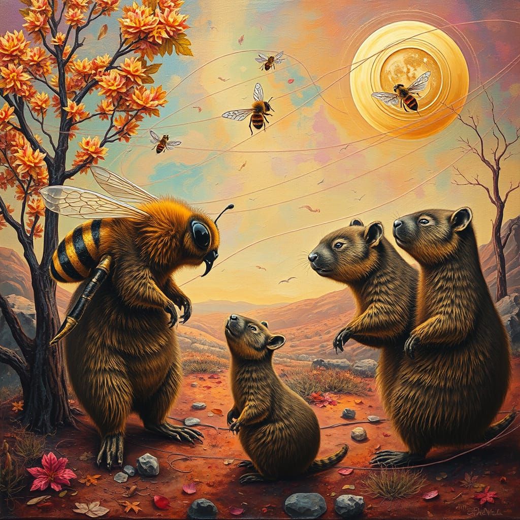 Surreal Autumn on Mars Through a Bee's Eyes