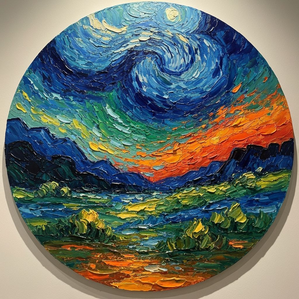 Abstract Landscape Oil Painting with Impasto Texture