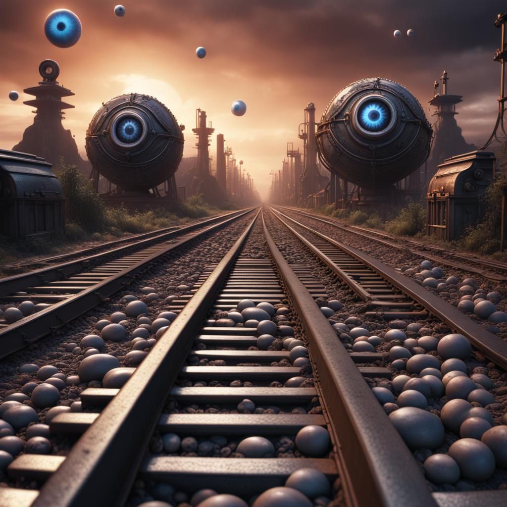 Railroad to Eyeball Bowl: Detailed Fantasy Art