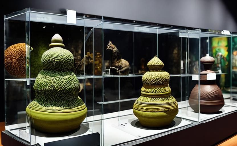 Exotic Clay Pottery in Strange Forms: Museum Exhibit