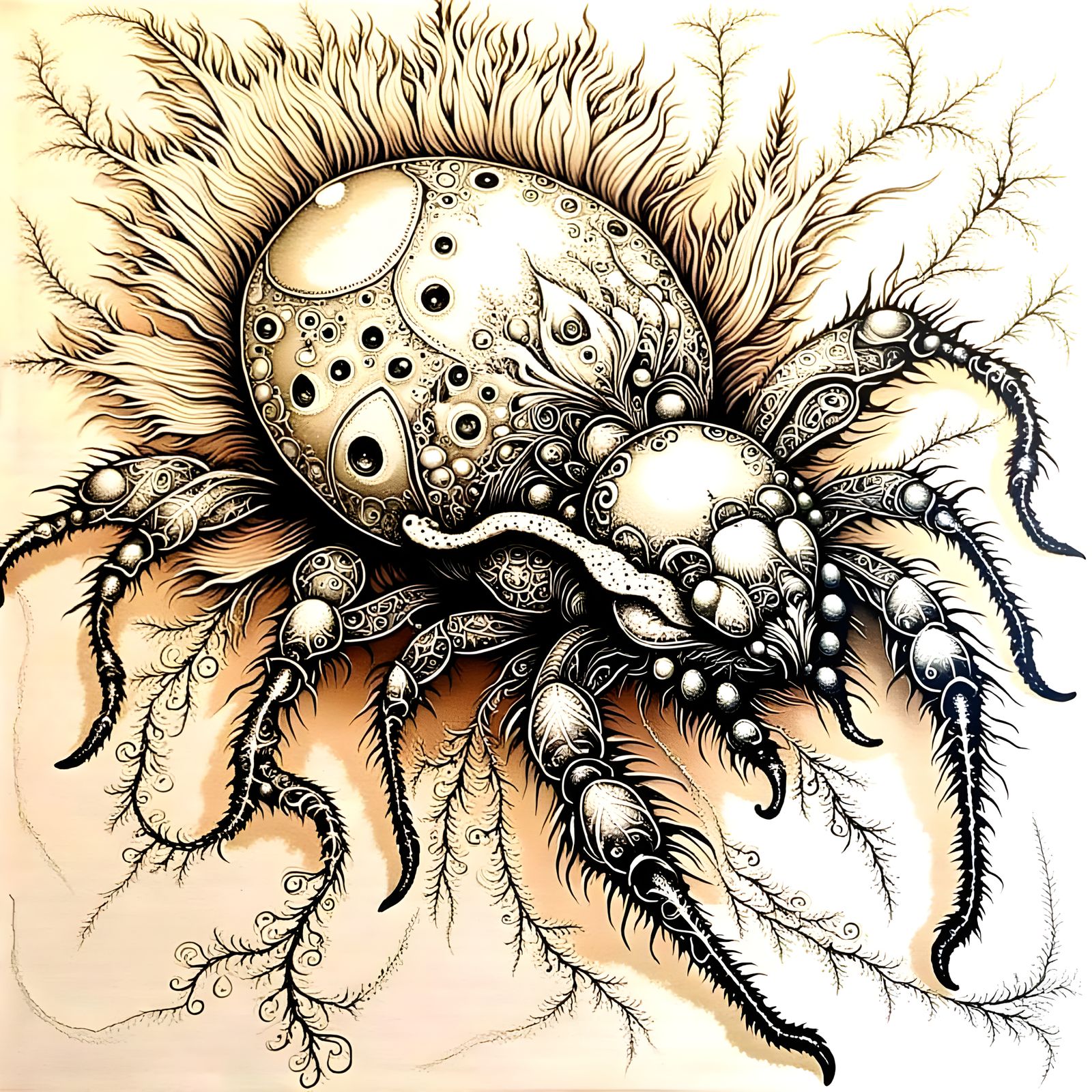 Intricate Zentangle Jumping Spider Monster Collage