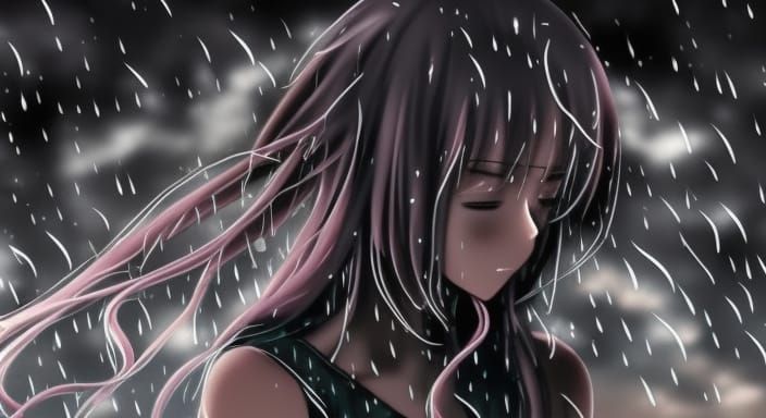 Anime Girl in Rain: A Study of Depression