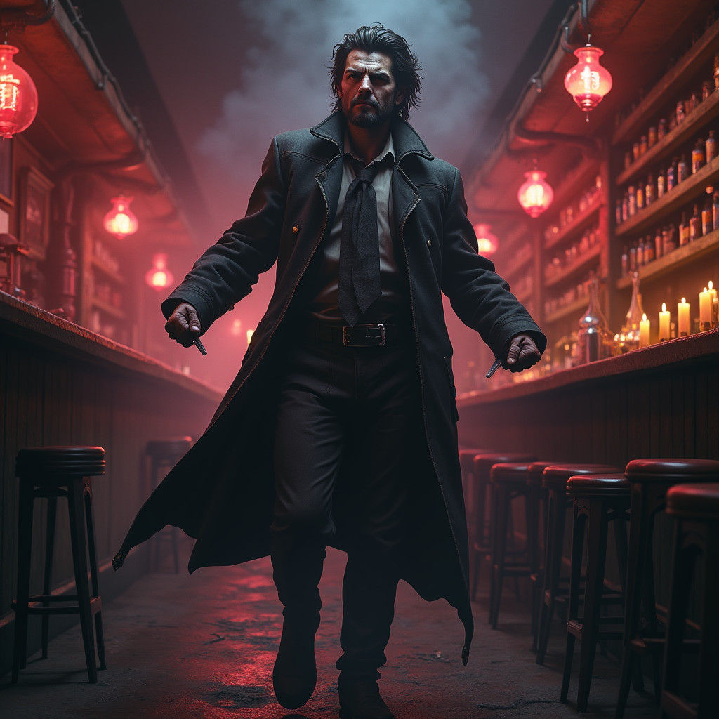 Vampire Warrior Hybrid Ready to Brawl in Bar