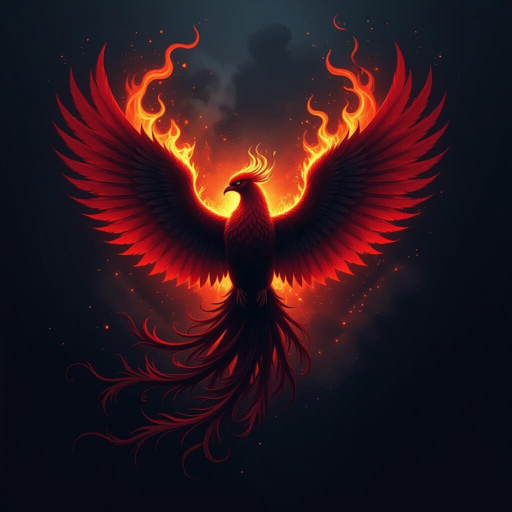 Ominous Phoenix in Dark Fantasy Aesthetic