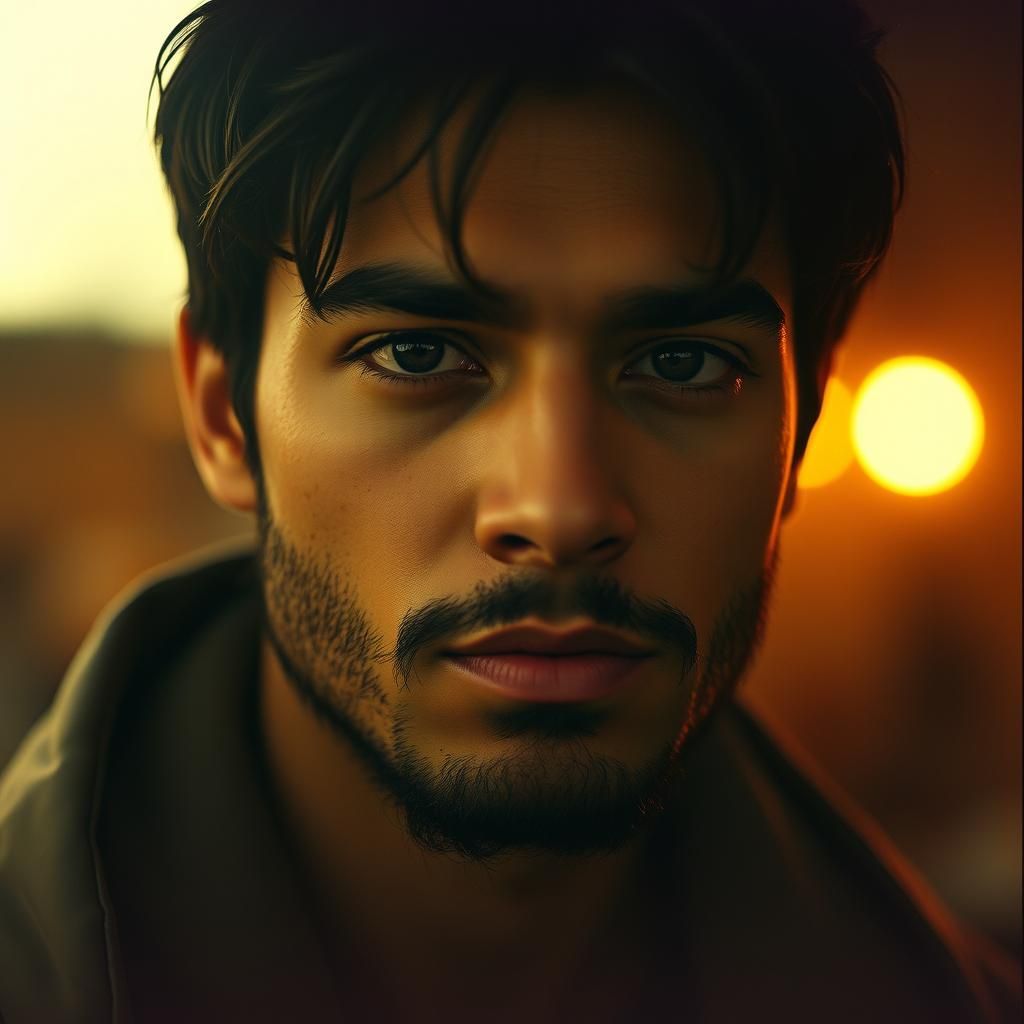 Cinematic Close-Up of Confident Person in Golden Hour