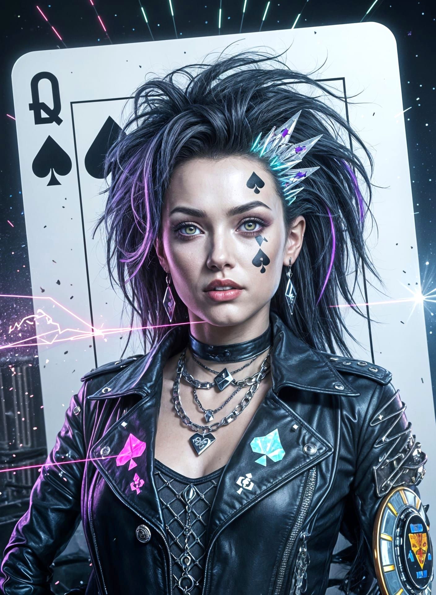 Punk Queen of Spades 3D Hologram