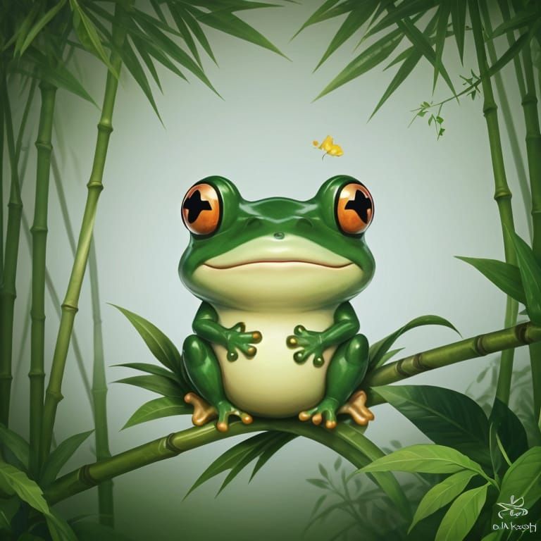 Smiling Lucky Frog Logo: Cute Korean Cartoon