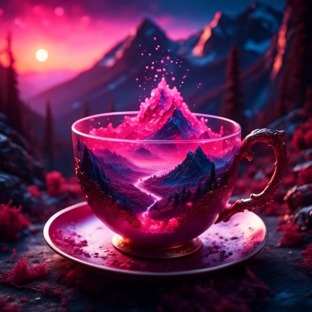 Pink and Red Abstract Inside a Cup