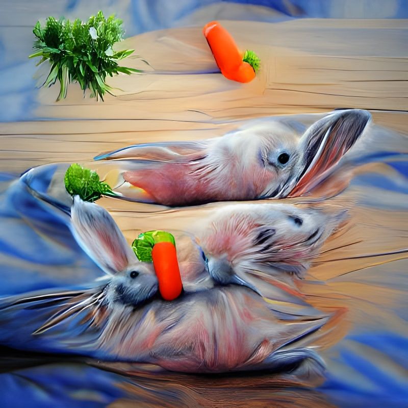 Hyperrealistic Rabbits Eating Carrots Artwork