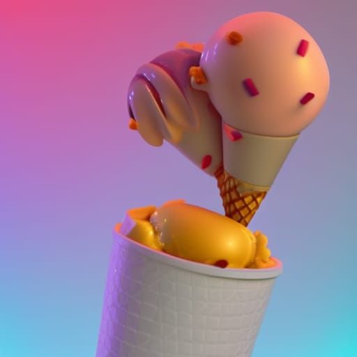 Ice Cream with Earwax: Pixar-Style 3D Digital Art