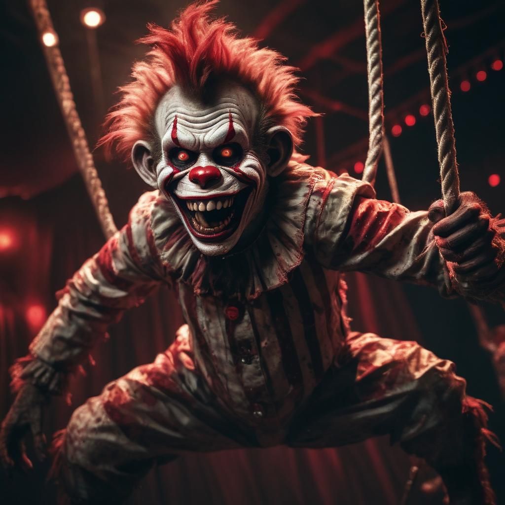 Zombie Monkey Clown Acrobat in Hyperrealistic Digital Art