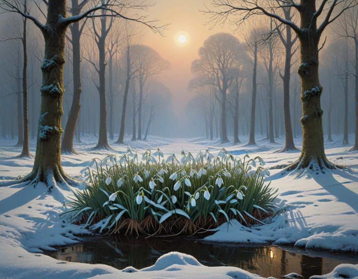 Vibrant Snowdrops Burst Through Winter's Chill in Expressive...