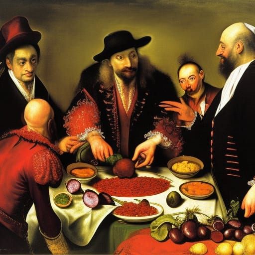 Vampire Grocery with Red Beans as Oil Painting