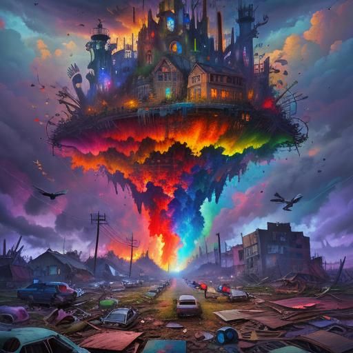 Photorealistic Junkyard After Tornado: Detailed Cinematic Vi...