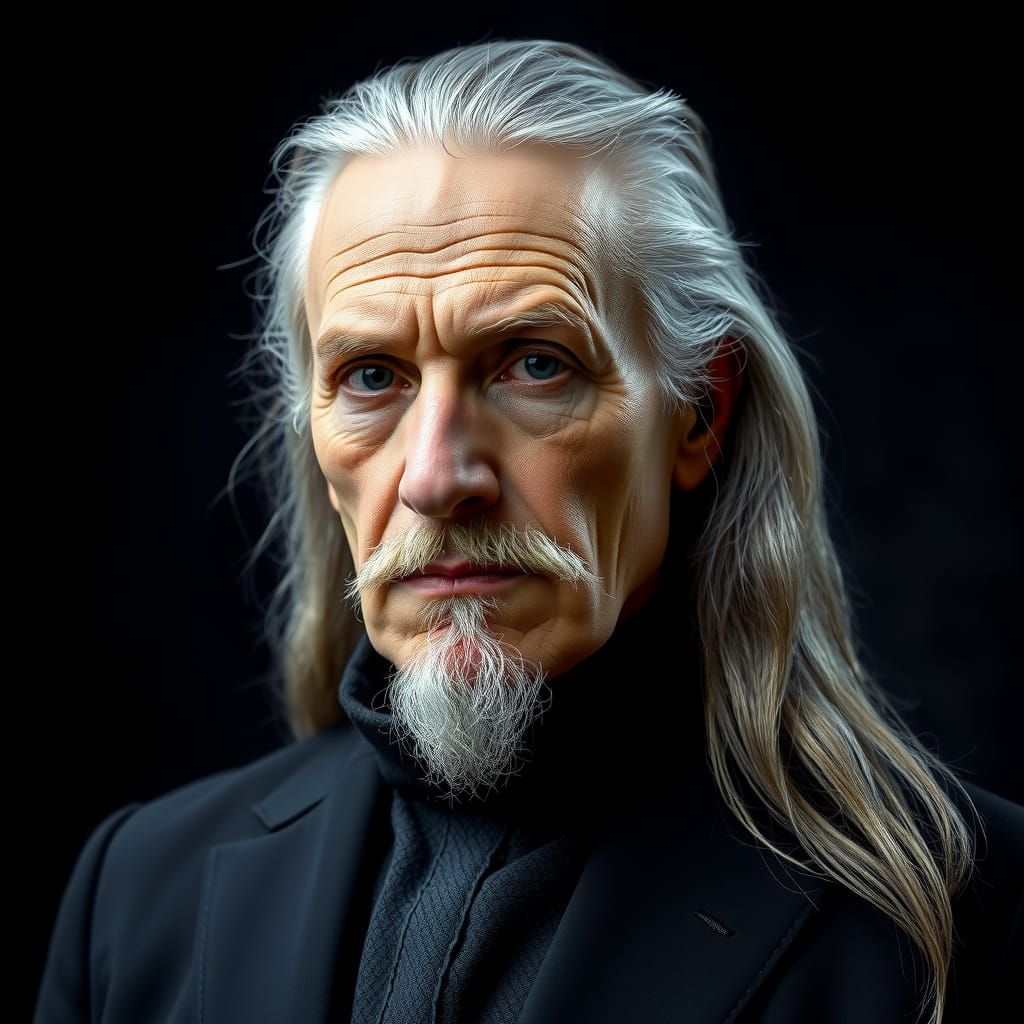 Portrait of a Healthy Elder in Elegant Dark Attire