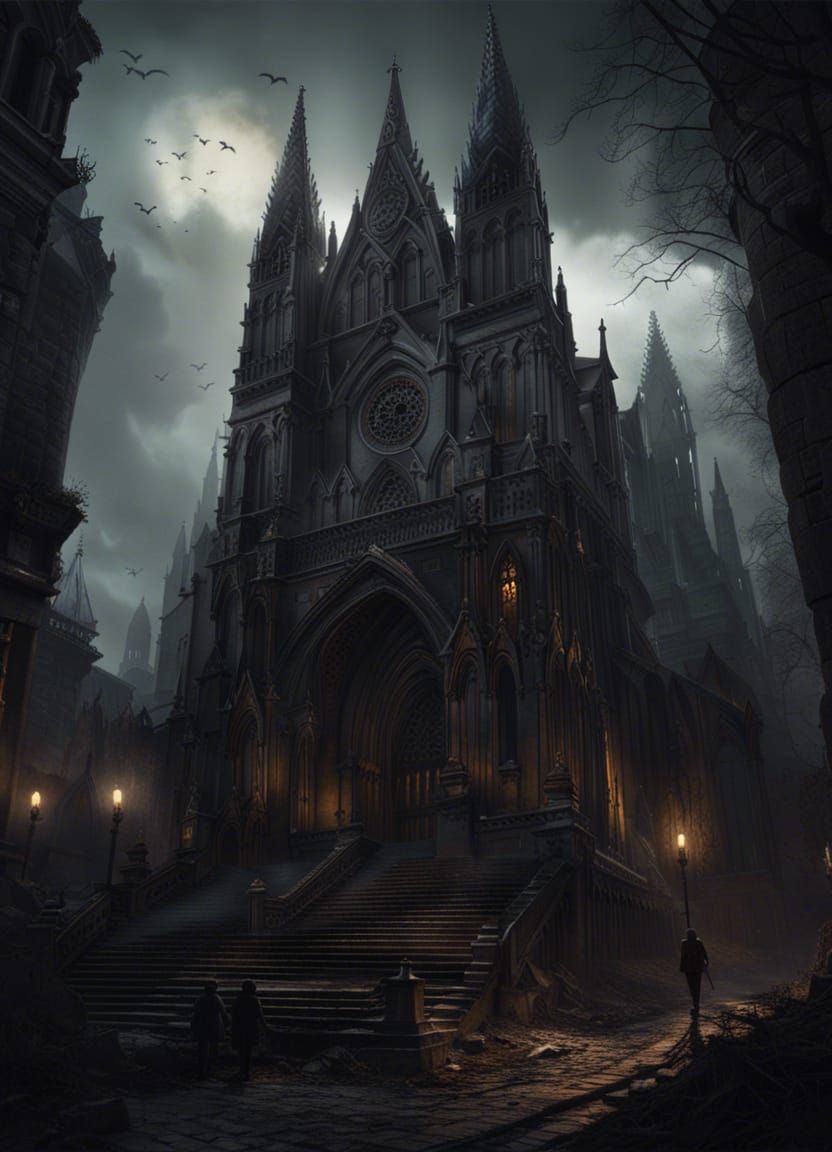 Sinister Gothic Cathedral Digital Matte Painting