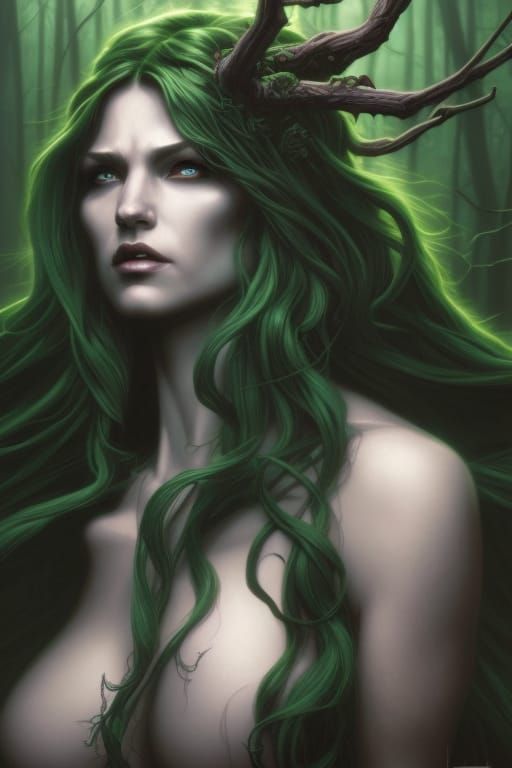 Spriggan Witch Queen Portrait in High Gothic Style