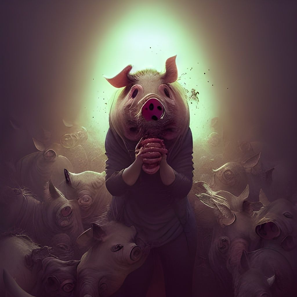 Disgusting Pig-Faced Woman in Hyperdetailed Fantasy Art