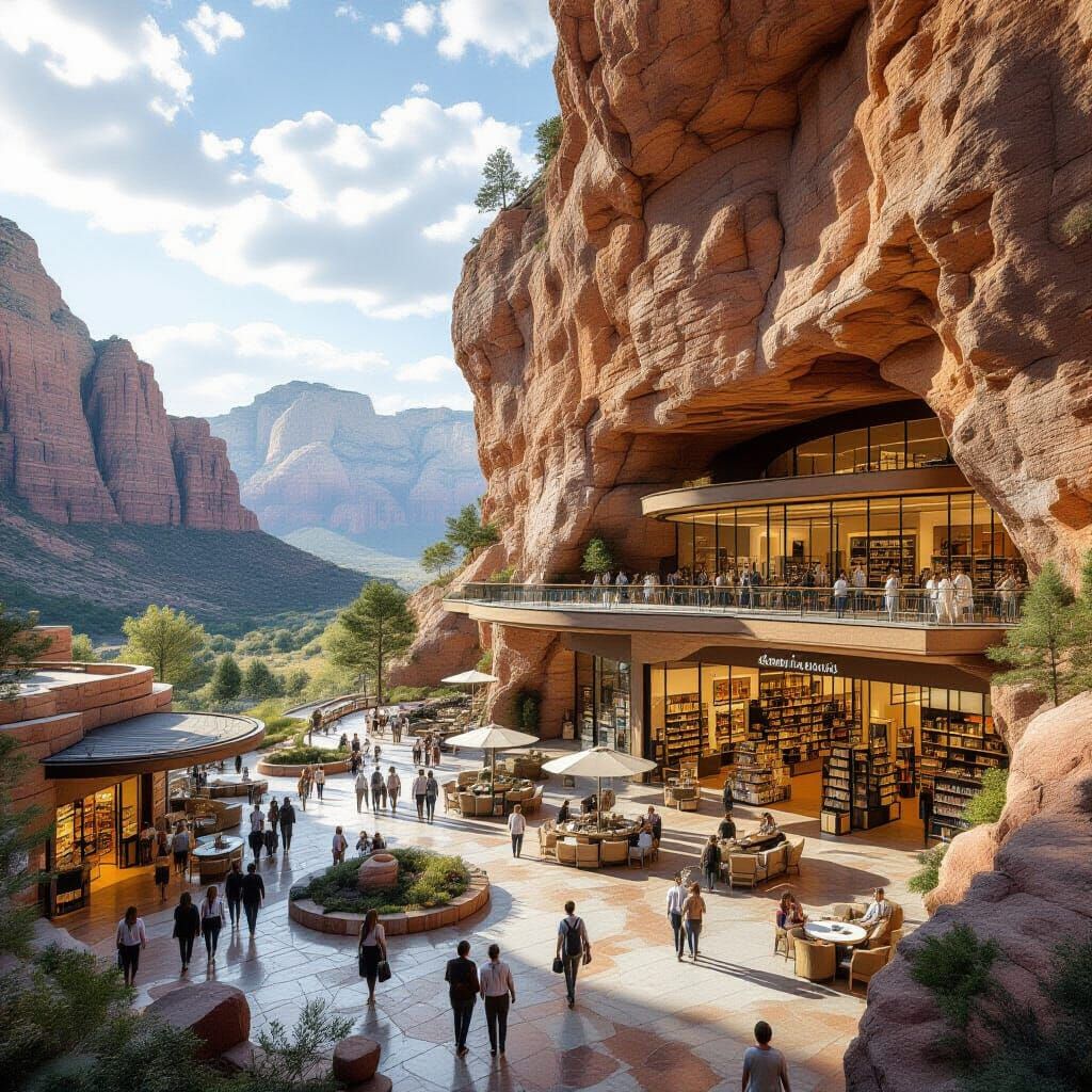 Rock Shopping Center Amidst Stunning Landscape