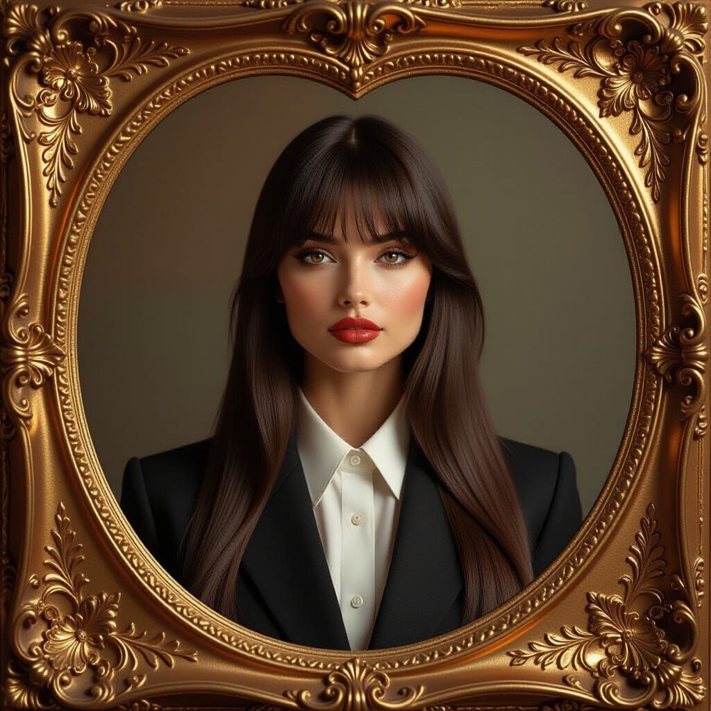 Heart-Shaped Portrait of Brunette in Sepia Tones