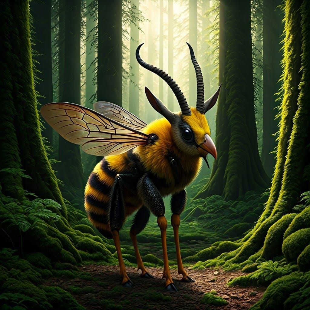 Majestic Hybrid Creature in Lush Forest