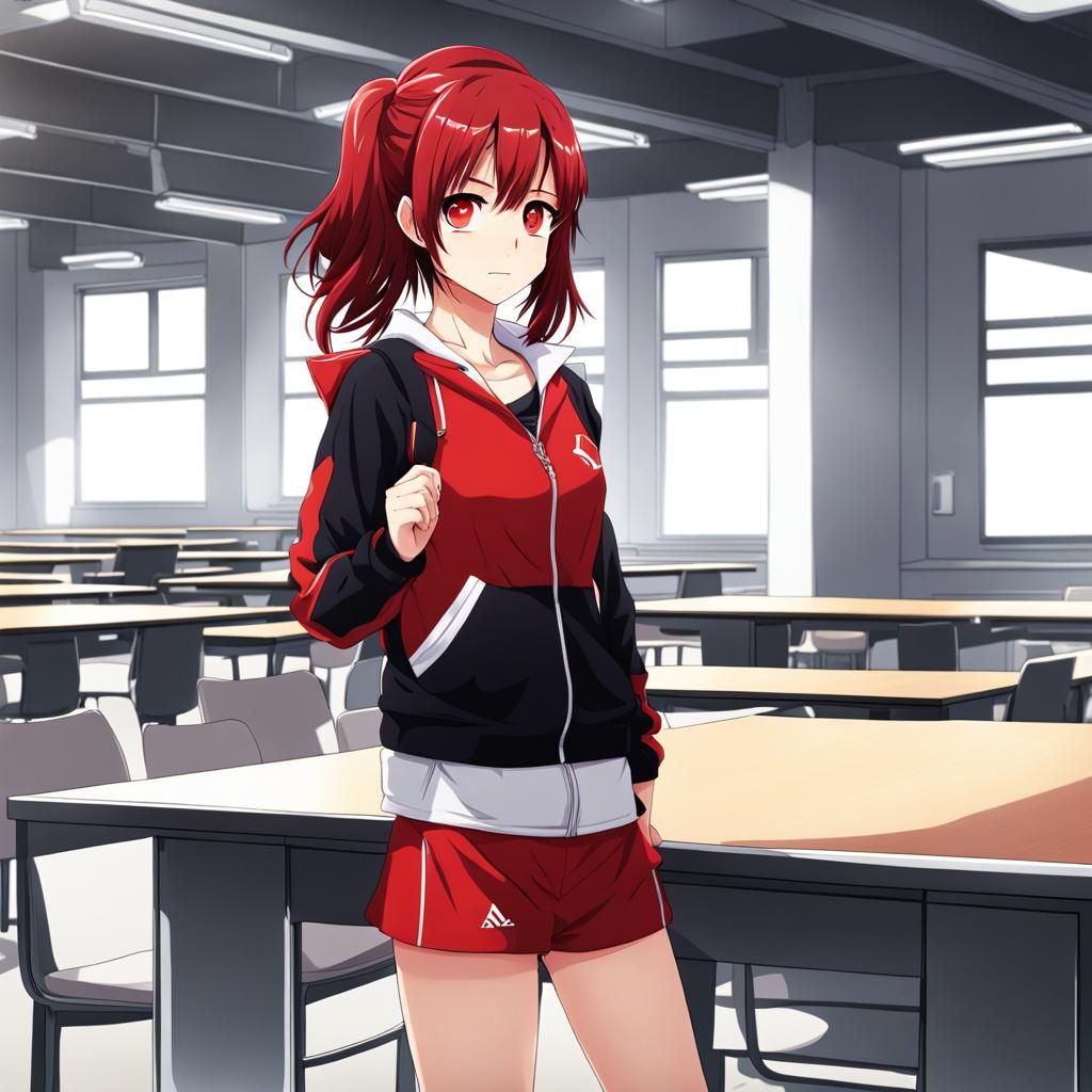 Schoolgirl in Anime Style at School