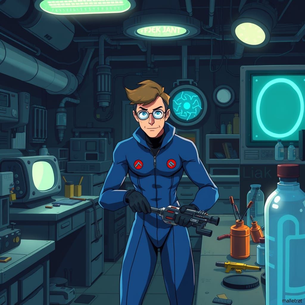 Mad Scientist in Vault Lab, 2.5D Anime Style