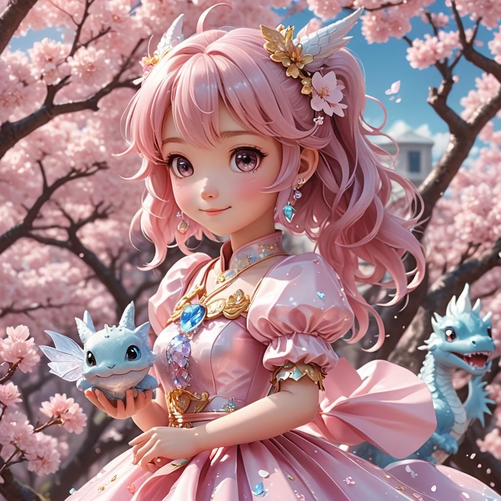 Kawaii Dragon Rider in Moe 3D Anime Style