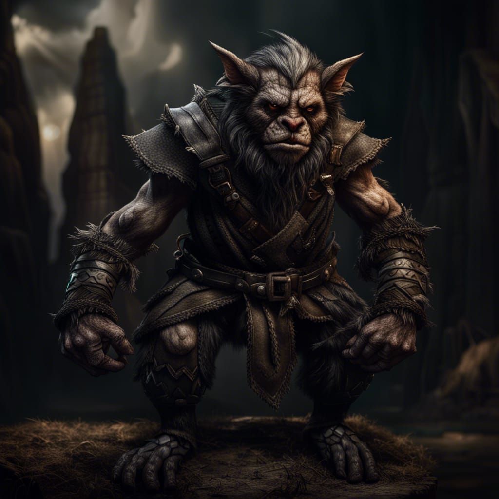 Hyperrealistic Bugbear Archer with a Blind Eye