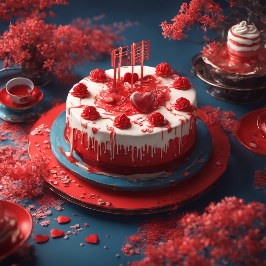 Vintage Fantasy Dessert Scene in Deep Colors