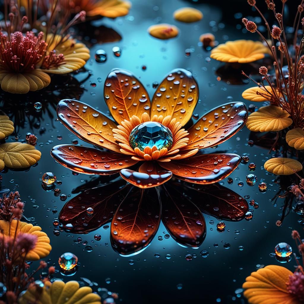 Bioluminescent Water Token in Autumnal Diamond Droplet