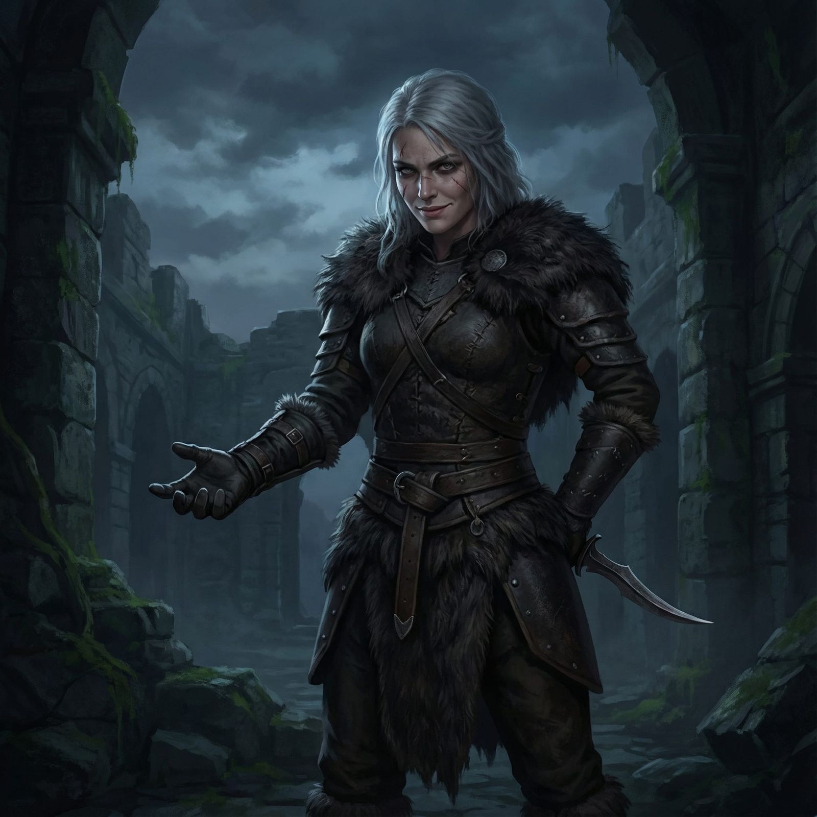 Dark Fantasy Warrior Woman With Dagger