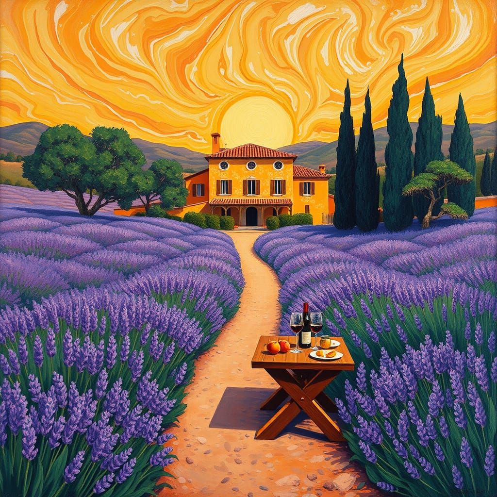 Provençal Villa in Impasto Style with Lavender Fields