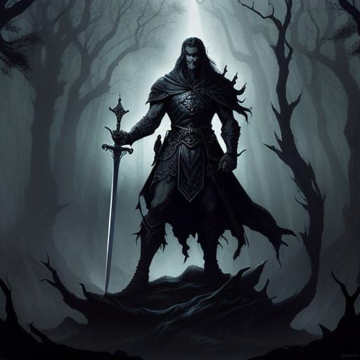 Mystical Sword in Dark Forest