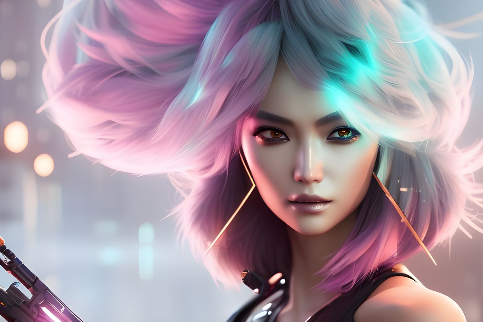 Shattered Nanotech Punk Portrait in 8K