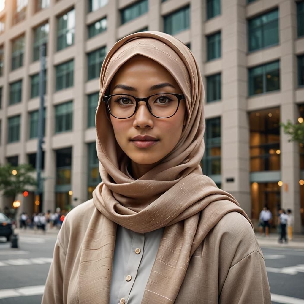 Professional Portrait of Woman with Hijab and Glasses