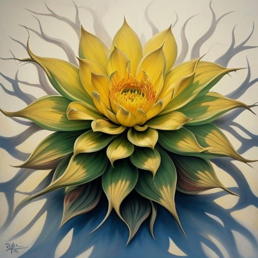 Vibrant Glass Dahlia in Surreal Street Art Style