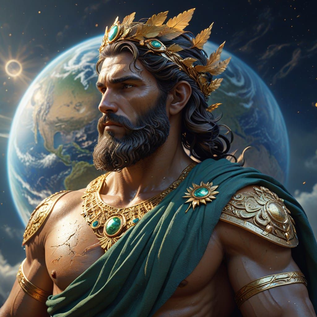 Realistic Greek God Atlas Carrying Planet Earth in Hyperdeta...