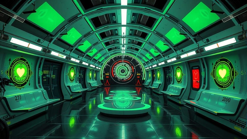 Utopian Future Metro Station in Frutiger Metro Aesthetic