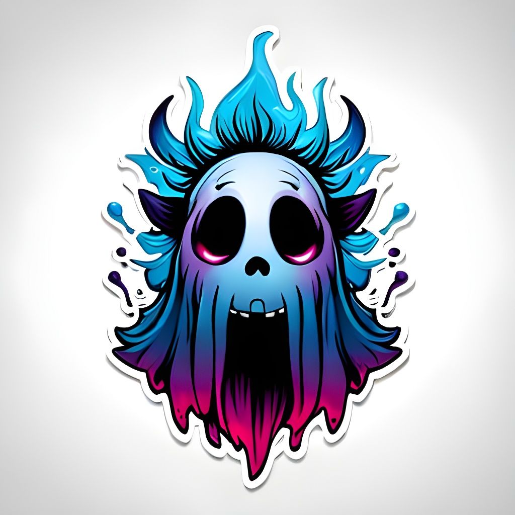 Spooky Chibi Ghost Sticker in Vector Art Style
