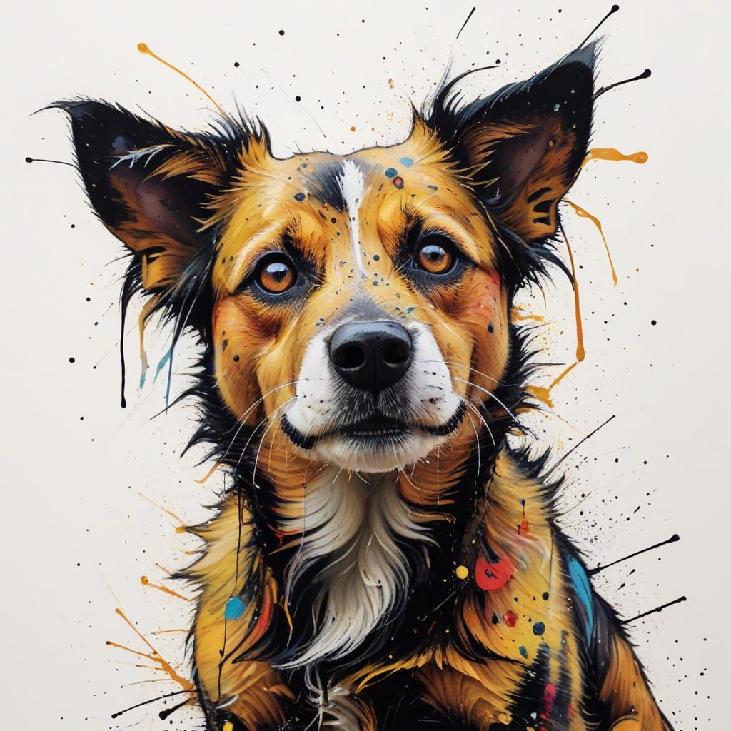 Scruffy Dog in Playful Pop-Art Style