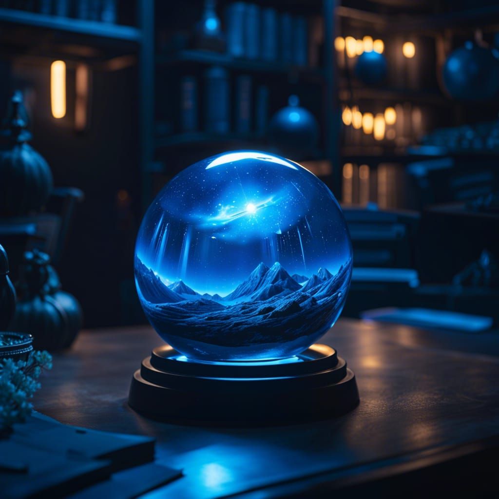 Cosmic Glow in Glass Sphere: Cinematic Dungeon