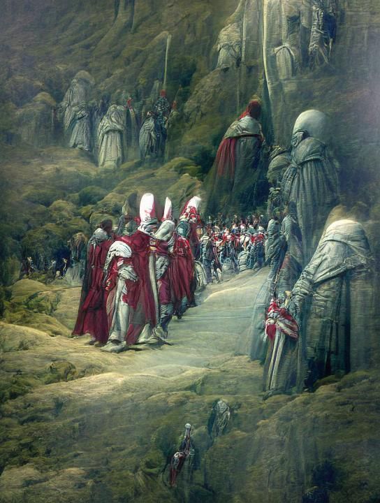 Templar Knights Marching in Dore Style