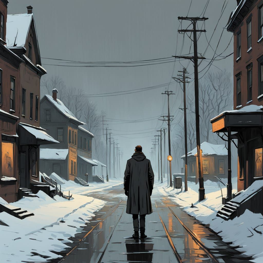 Snowy Street Scene in Gustave Doré Style