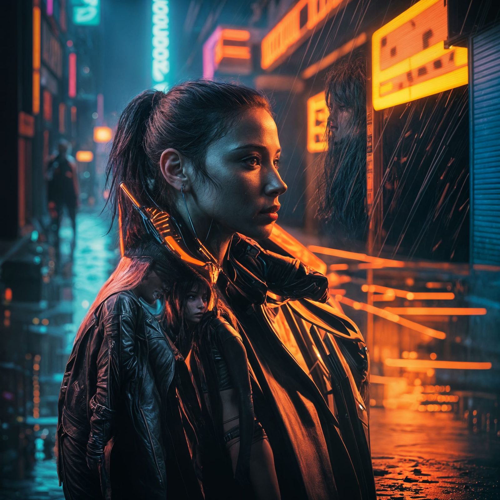 Cyberpunk Woman with Shadow Whispers in Neon