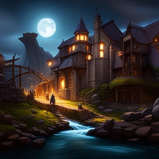 Dark Fantasy Art in Purple and Yellow