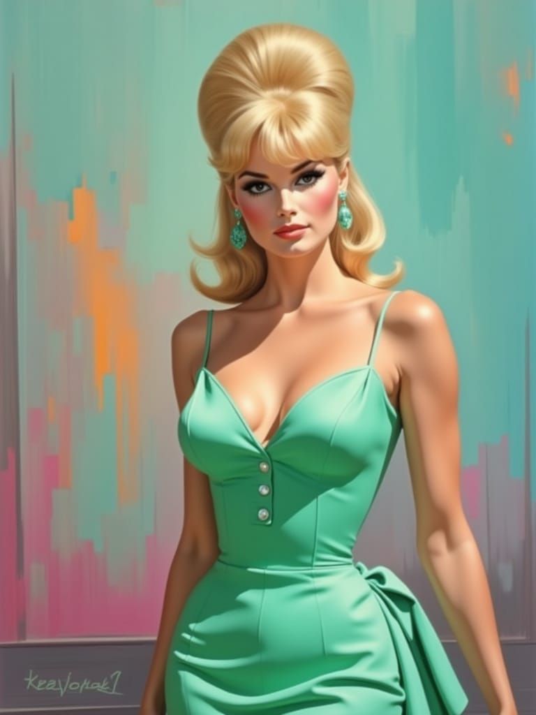 1960s Blonde Model in Abstract Expressionist Style