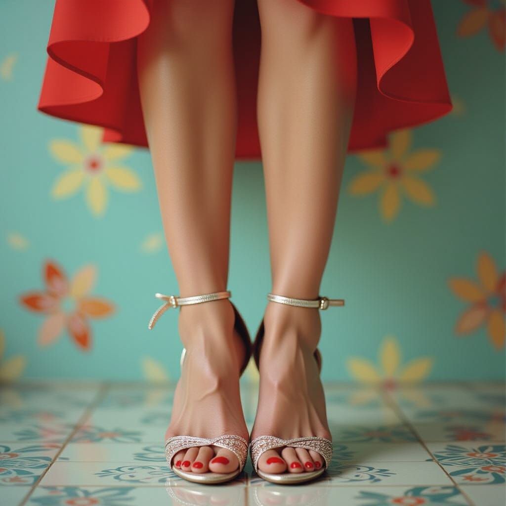 Red-Haired Girl in High Heels, Photo Realism Style